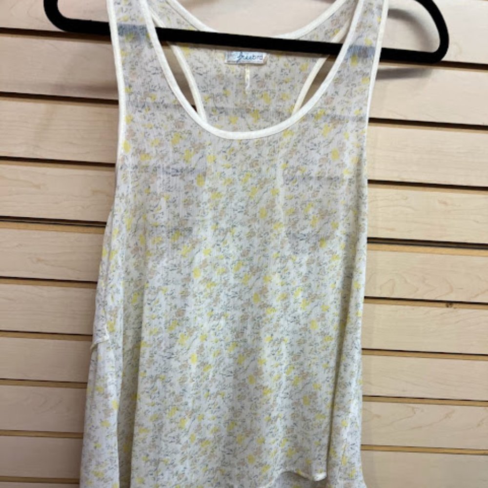 White floral sheer layered tank